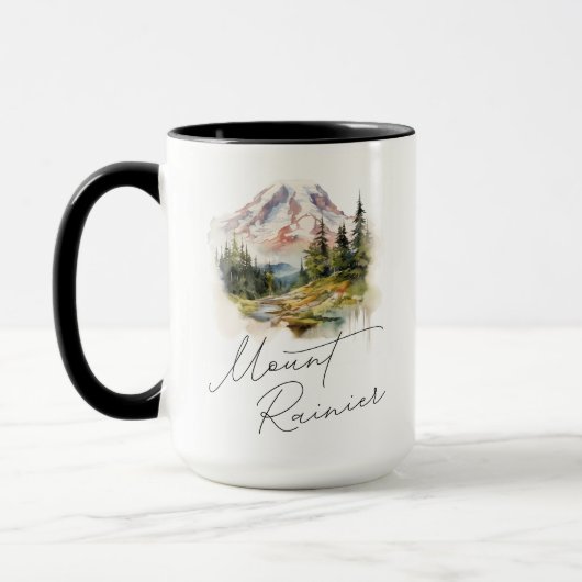 Mount Rainier Waterverf landschap Mok (Links)