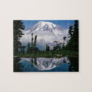 Mount Rainier weerspiegeld in een bergmeertje Legpuzzel