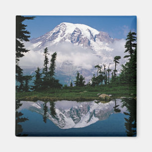 Mount Rainier weerspiegeld in een bergmeertje Magneet