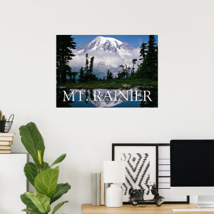 Mount Rainier   Weerspiegeling in een bergvijver Poster