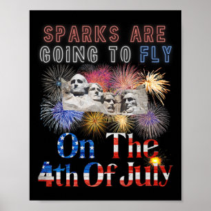 Mount Rushmore 4 juli Vonken Spatten Rond Poster