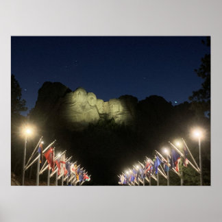 Mount Rushmore bij nacht Poster