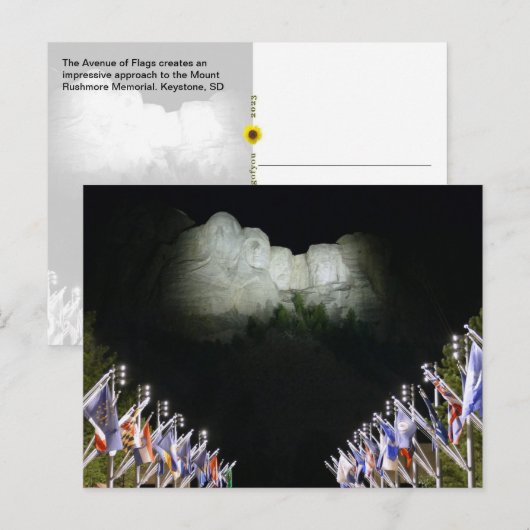 Mount Rushmore-monument - avondverlichting - Briefkaart (Voorkant / Achterkant)