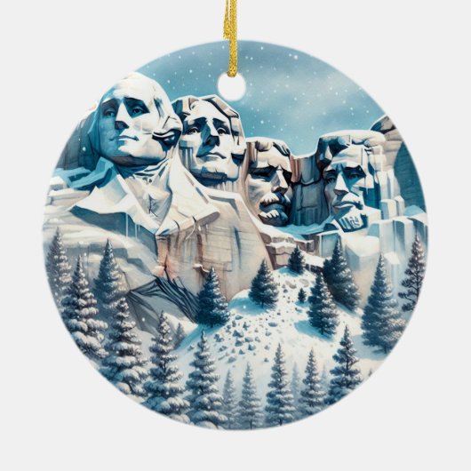 Mount Rushmore Nationaal Park Sneeuwfeest Keramisch Ornament (Achterkant)