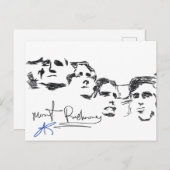 Mount Rushmore National Memorial Lijntekening Briefkaart (Voorkant / Achterkant)