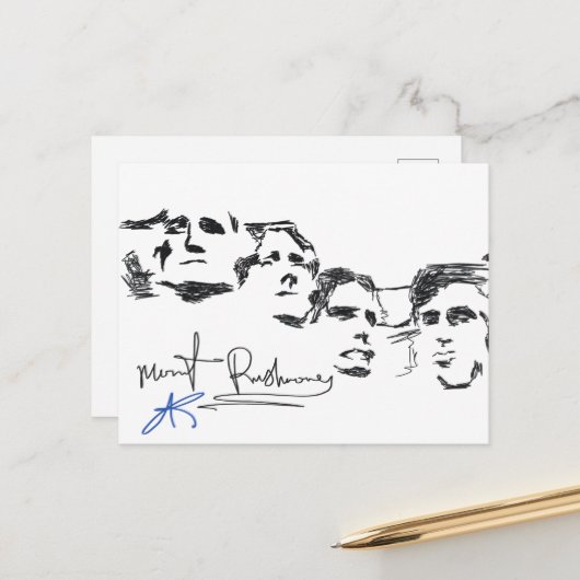 Mount Rushmore National Memorial Lijntekening Briefkaart (Voorkant / Achterkant in situ)