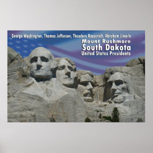 MOUNT RUSHMORE PRÉSIDENTS POSTER SOUVENIR