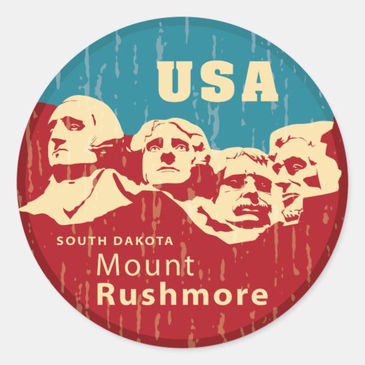 Mount Rushmore Ronde Sticker (Voorkant)