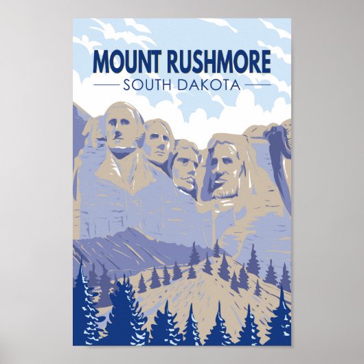 Mount Rushmore South Dakota Travel Art Vintage Poster (Voorkant)