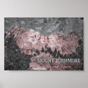 MOUNT RUSHMORE WATERVERF - ZUID-DAKOTA US POSTER