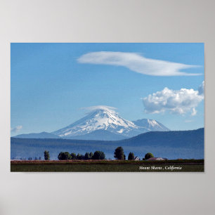 Mount Shasta California Mountains Volcano Poster
