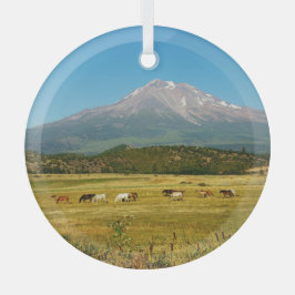 Mount Shasta Horse Herd Glas Ornament