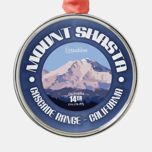 Mount Shasta Metalen Ornament (Voorkant)