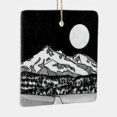Mount Shasta Zwart-wit Keramisch Ornament (Rechts)