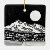Mount Shasta Zwart-wit Keramisch Ornament (Achterkant)