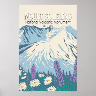 Mount St Helens Nationaal Vulkanisch Monument Retr Poster