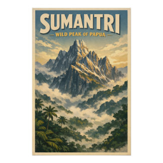 Mount Sumantri, Indonesia, in a classic retro Perfect Poster