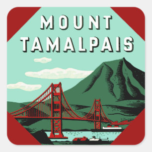 Mount Tamalpais Reisposter Vierkante Sticker