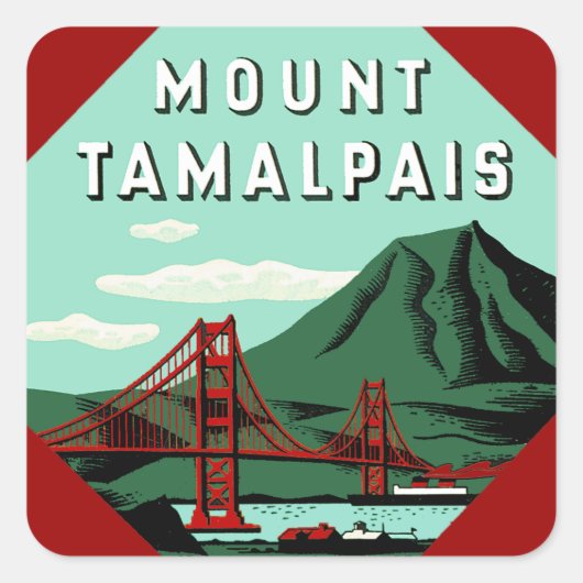 Mount Tamalpais Reisposter Vierkante Sticker (Voorkant)