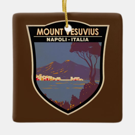 Mount Vesuvius Golf van Napels Badge Keramisch Ornament (Voorkant)