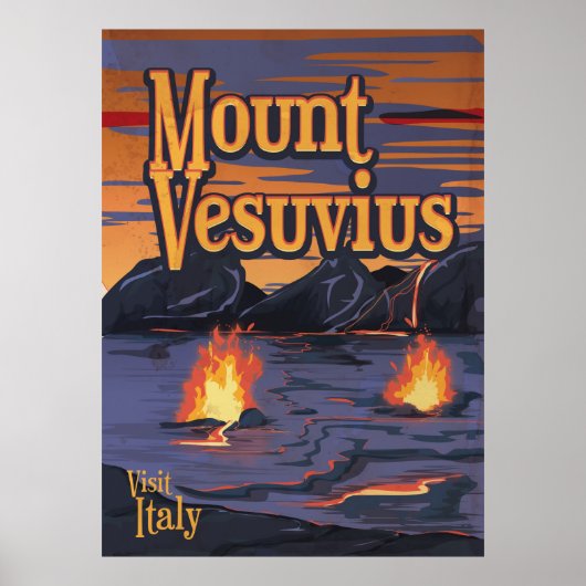 Mount Vesuvius volcano travel poster (Devant)