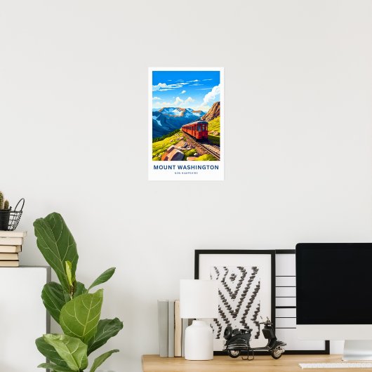 Mount Washington New Hampshire Reisprint Poster (Thuiskantoor)