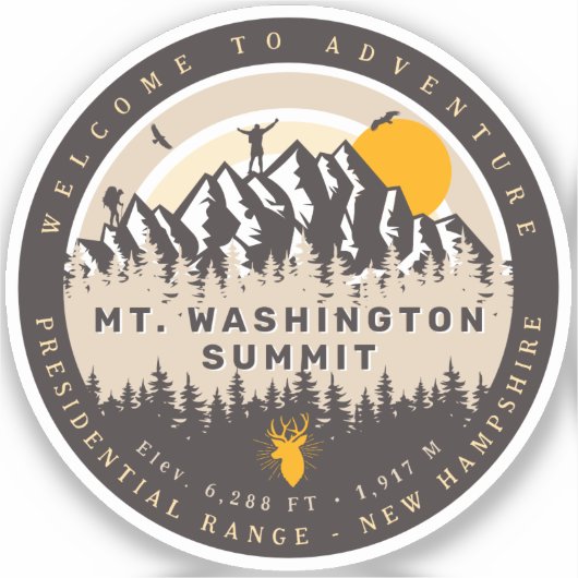 Mount Washington New Hampshire Summit Hike Camping Sticker (Voorkant)
