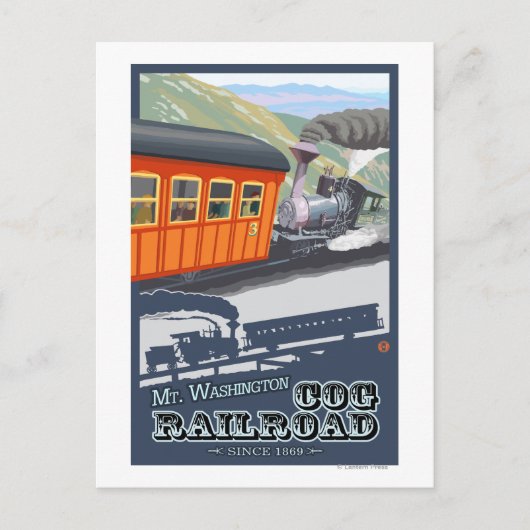 Mount Washington, New HampshireCog Railroad Briefkaart (Voorkant)