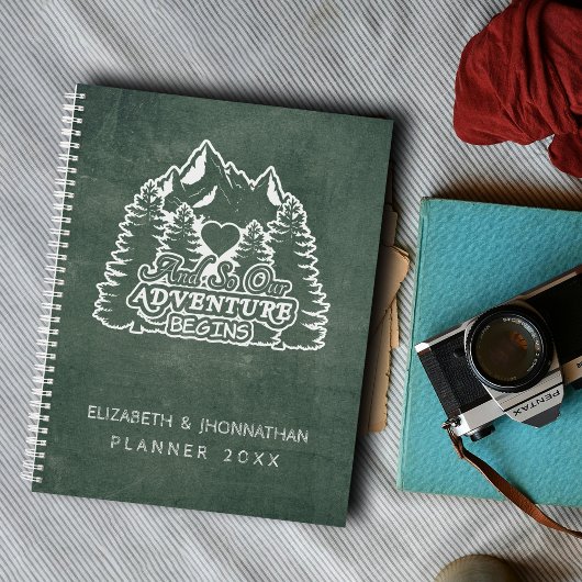 Mountain Adventure Begint Groene Chalkboard bruilo Planner