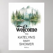 Mountain Adventure Forest Greenery Baby shower Poster (Voorkant)