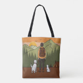 Mountain Adventure Hiking Tote Bag with Dog & Cat (Achterkant)