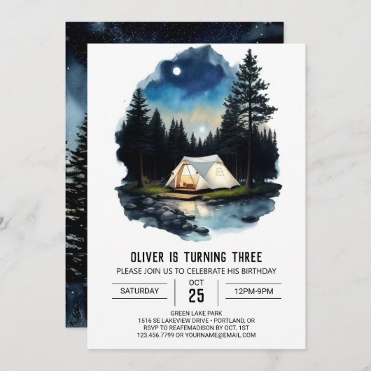 Mountain Adventure Invitation d'anniversaire (Devant / Derrière)