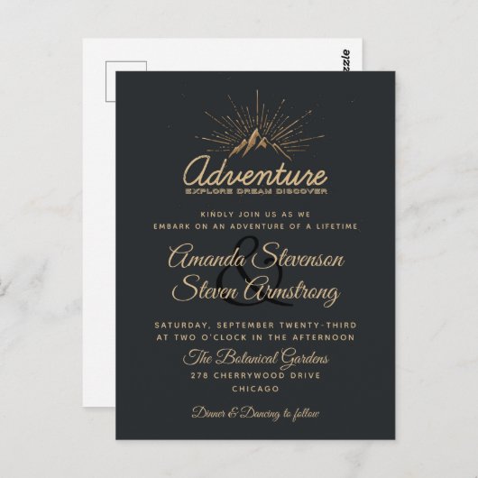 Mountain Adventure Mariage rustique Invitation (Devant / Derrière)