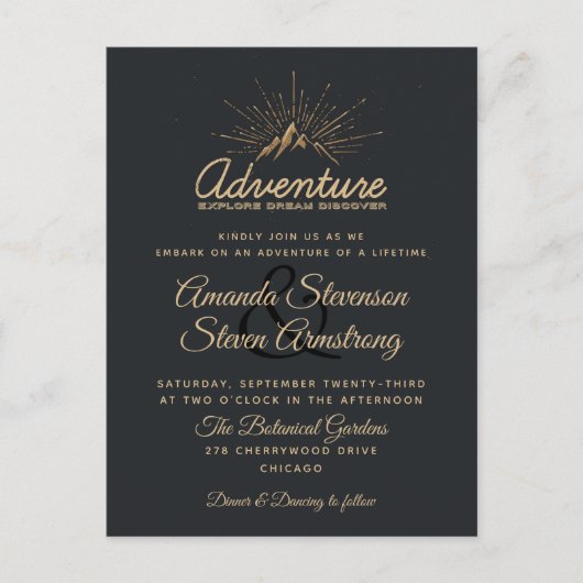 Mountain Adventure Mariage rustique Invitation (Devant)