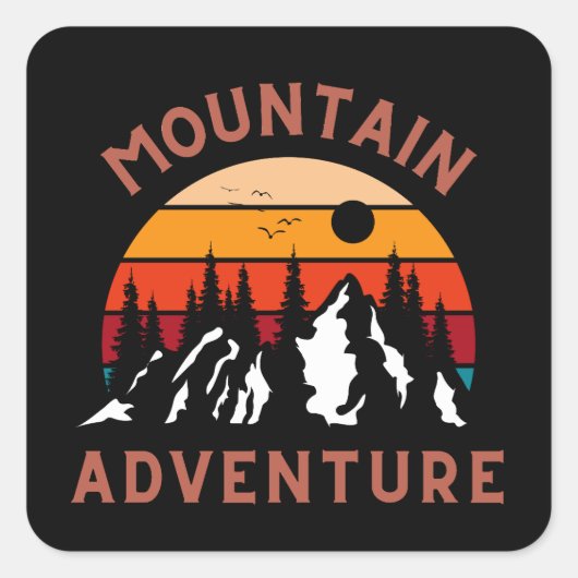 Mountain Adventure Vierkante Sticker (Voorkant)