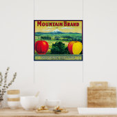 Mountain Apple Crate LabelHood River, OF Poster (Keuken)