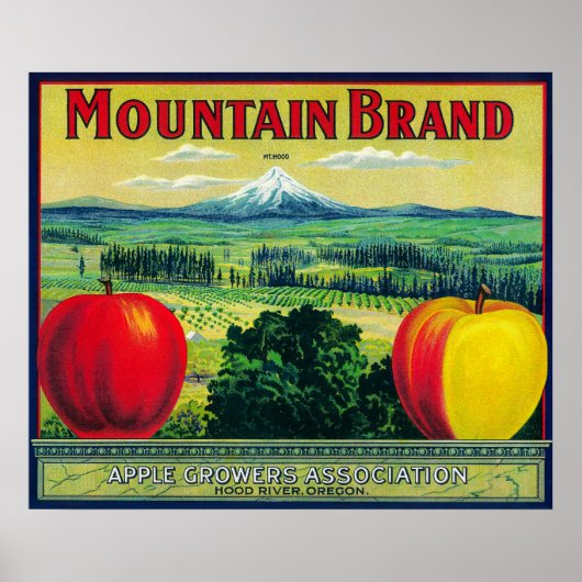 Mountain Apple Crate LabelHood River, OF Poster (Voorkant)