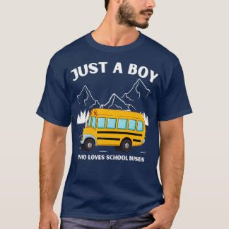 Mountain Art gewoon een jongen die van schoolbusse T-shirt