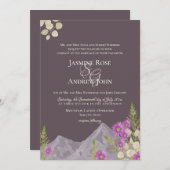 Mountain Asters Plum Wedding Kaart (Voorkant / Achterkant)