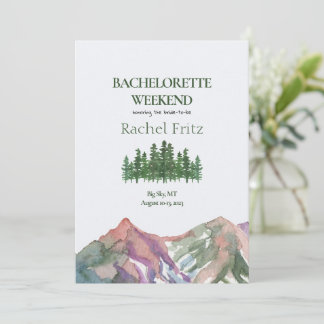 Mountain Bachelorette Invitation Itinerary Kaart