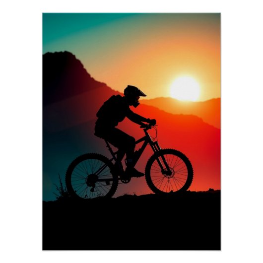 Mountain Bike Sunset – Challenge & Adventure Perfect Poster (Voorkant)