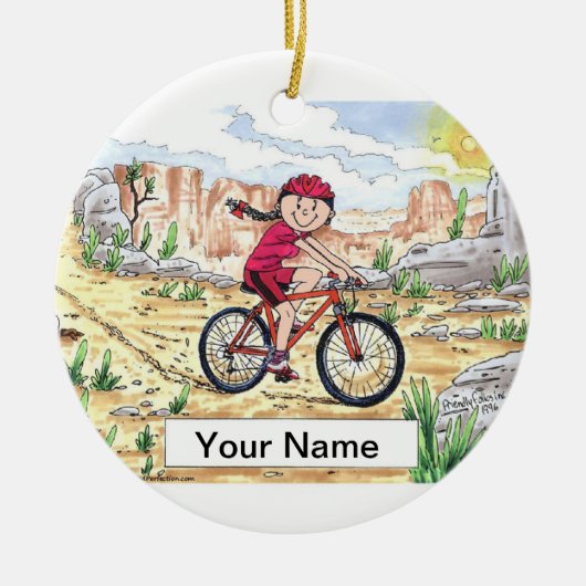 Mountain Bike - Vrouw Keramisch Ornament (Voorkant)