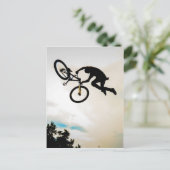 Mountain Biker Air Time Silhouette Briefkaart (Staand voorkant)