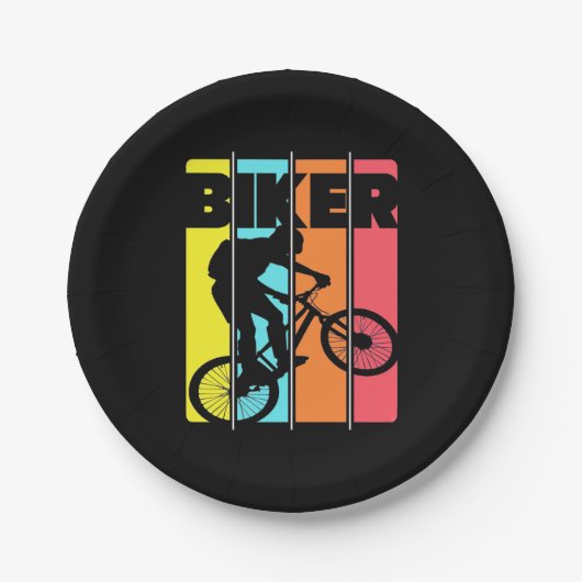 Mountain Biker Retro  Papieren Bordje (Voorkant)