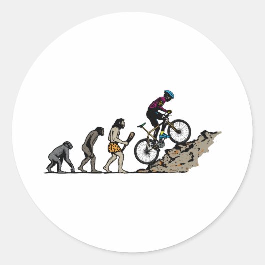 Mountain Biker Ronde Sticker (Voorkant)
