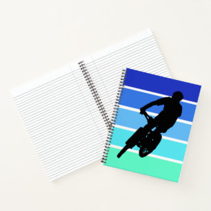 Mountain Biker sur le carnet Retro Blue-Green Stri
