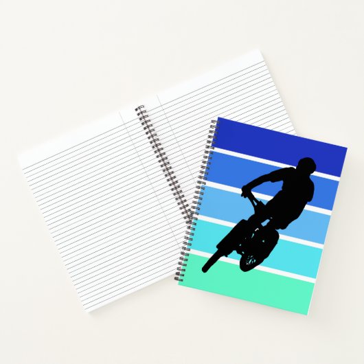 Mountain Biker sur le carnet Retro Blue-Green Stri (Intérieur)