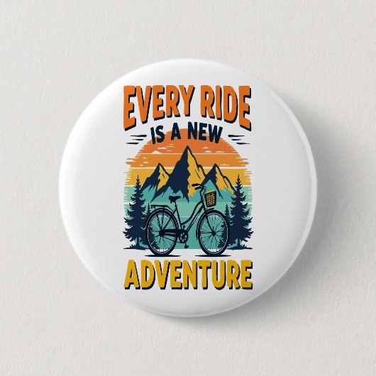 Mountain Biking Adventure Ronde Button 5,7 Cm (Voorkant)