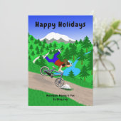Mountain Biking Feestdagenkaart (Staand voorkant)