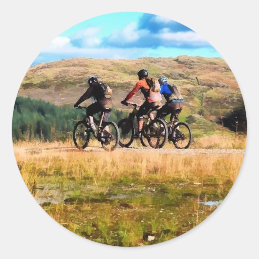 MOUNTAIN BIKING RONDE STICKER (Voorkant)